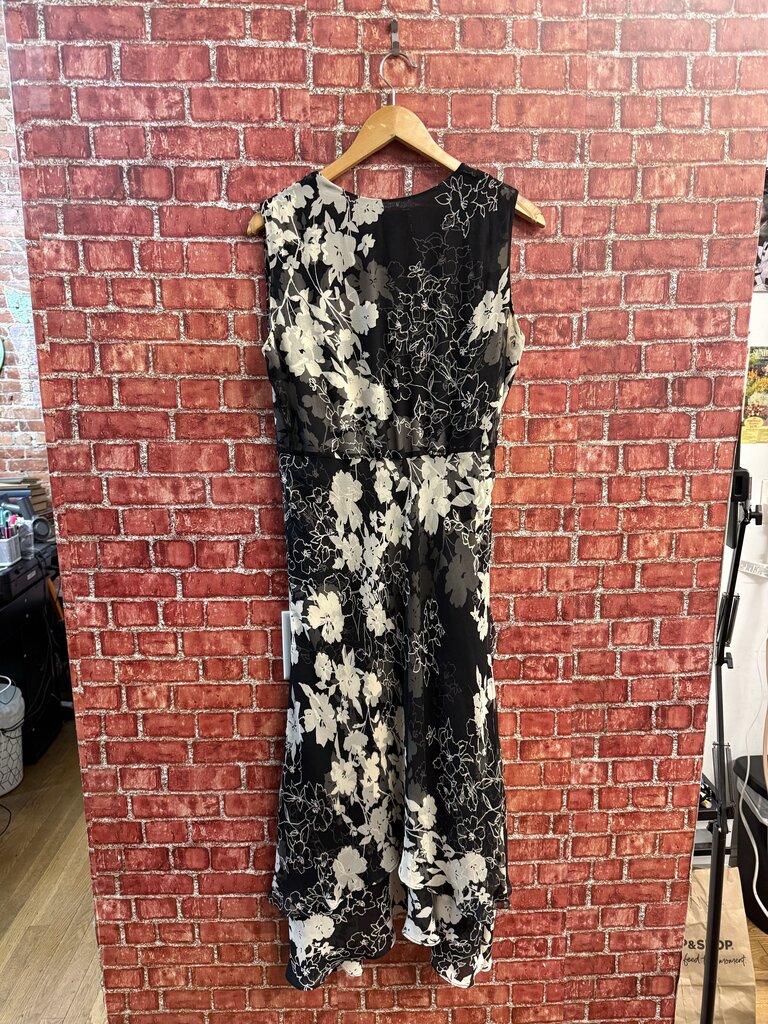 iCE Y2K Maxi Dress Tank Wrap Floral Silk Black/Beige Size 6