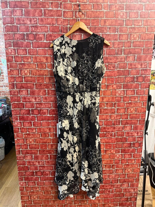 iCE Y2K Maxi Dress Tank Wrap Floral Silk Black/Beige Size 6