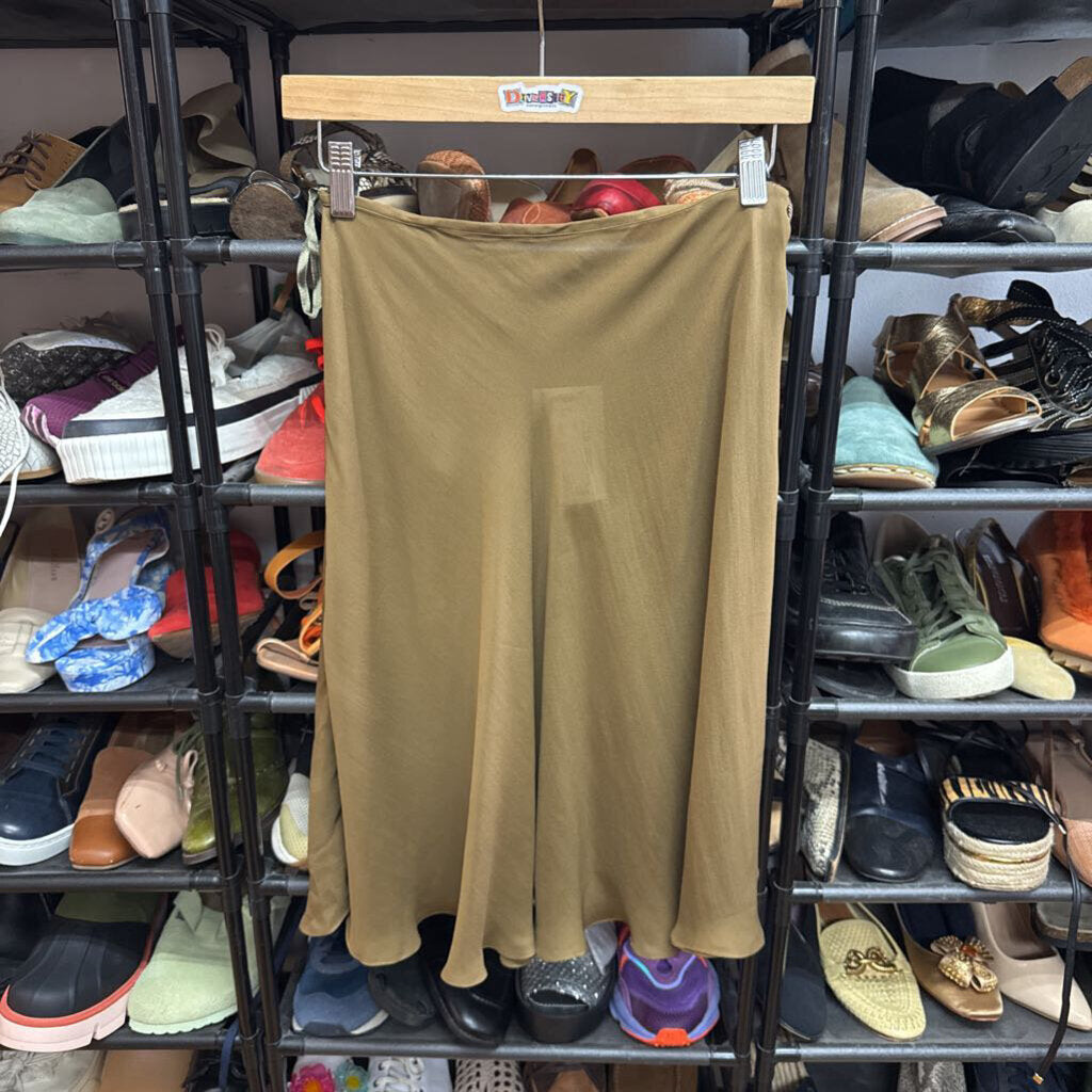 Donna Karan Vintage Midi Skirt Silk Brown Size 6