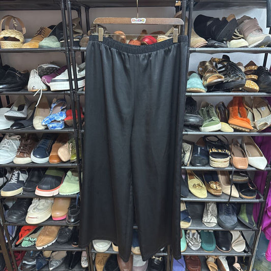 Siasia Vintage Pants Satin Wide Leg Black