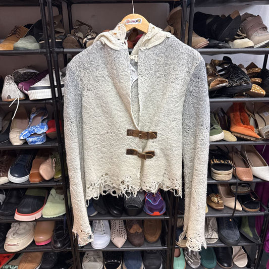 Casch Hooded Jacket Boiled Wool Ombre Grey/Beige Size 36