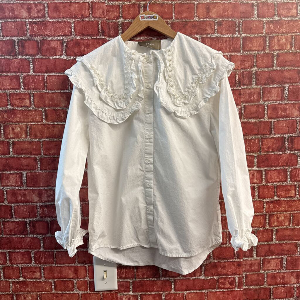 Chuu Blouse Beaded Collar White