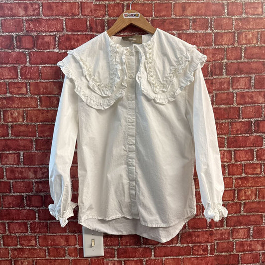 Chuu Blouse Beaded Collar White