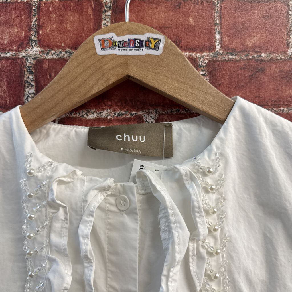 Chuu Blouse Beaded Collar White