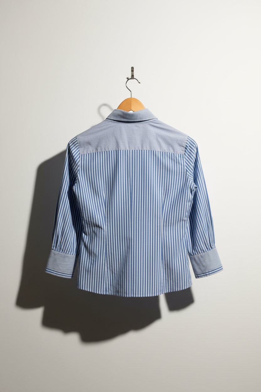 Les Copains Blue Striped Button Down Top Size 40