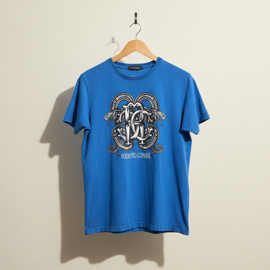 Roberto Cavalli Blue Graphic Tee Size L