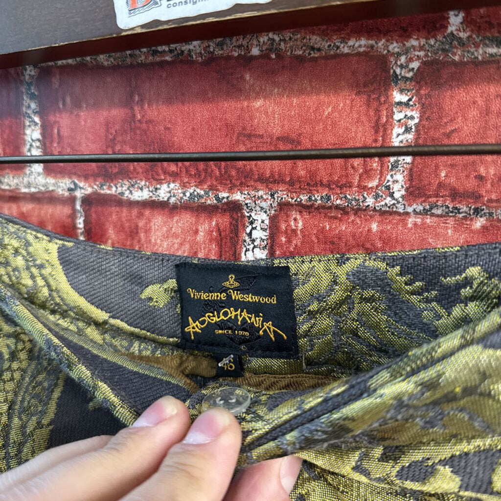 Vivienne Westwood Anglomania Mini Skirt Tapestry Grey/Green Size 46