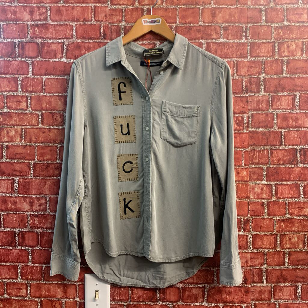 Re_Anna_Mated x Calvin Klein Jeans Button Up Letter Patches Taupe Size S