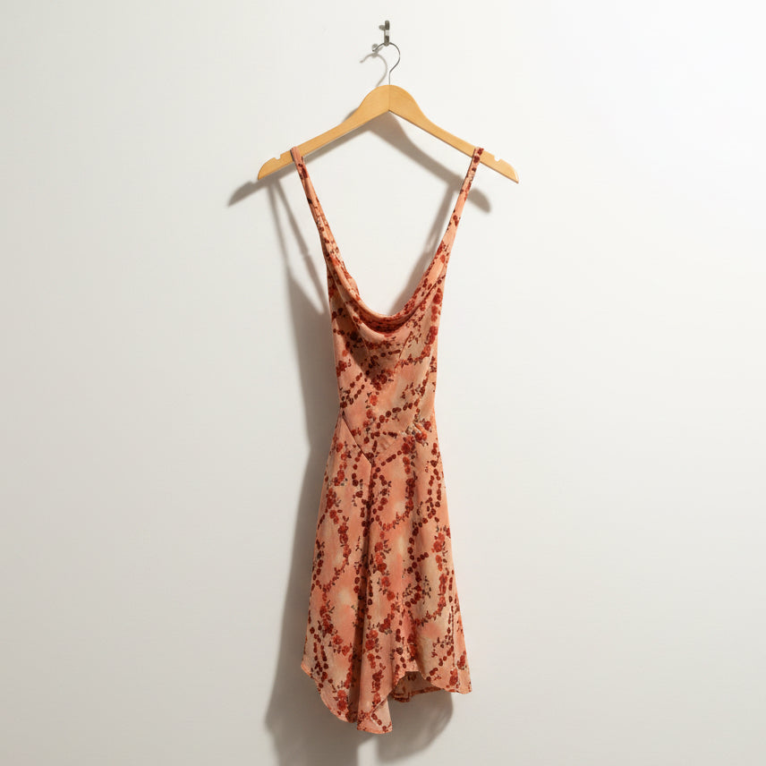Silence + Noise Mini Dress Cross Back Tank Roses Pink/Red Size XS