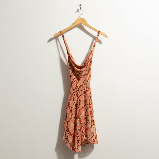 Silence + Noise Mini Dress Cross Back Tank Roses Pink/Red Size XS