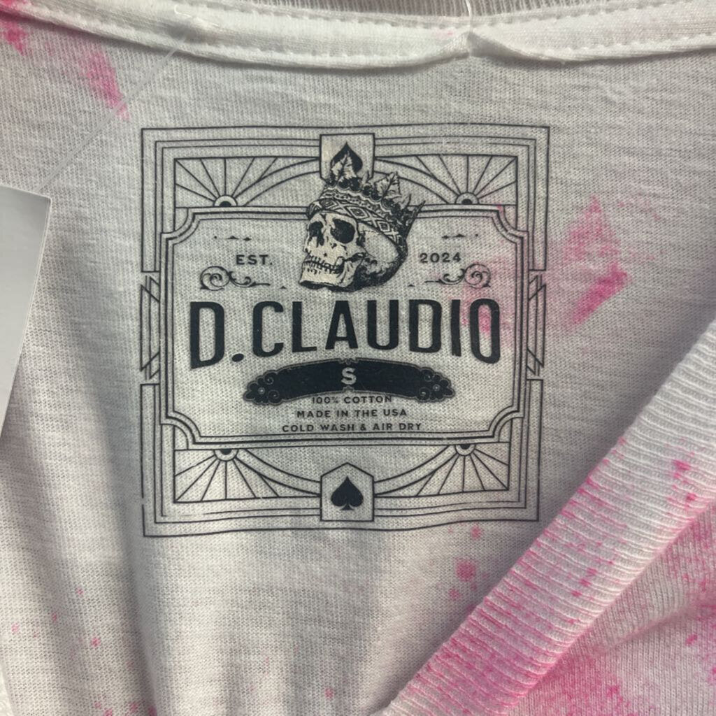 D. Claudio Tee Spray Paint Crop Pink/White Size S