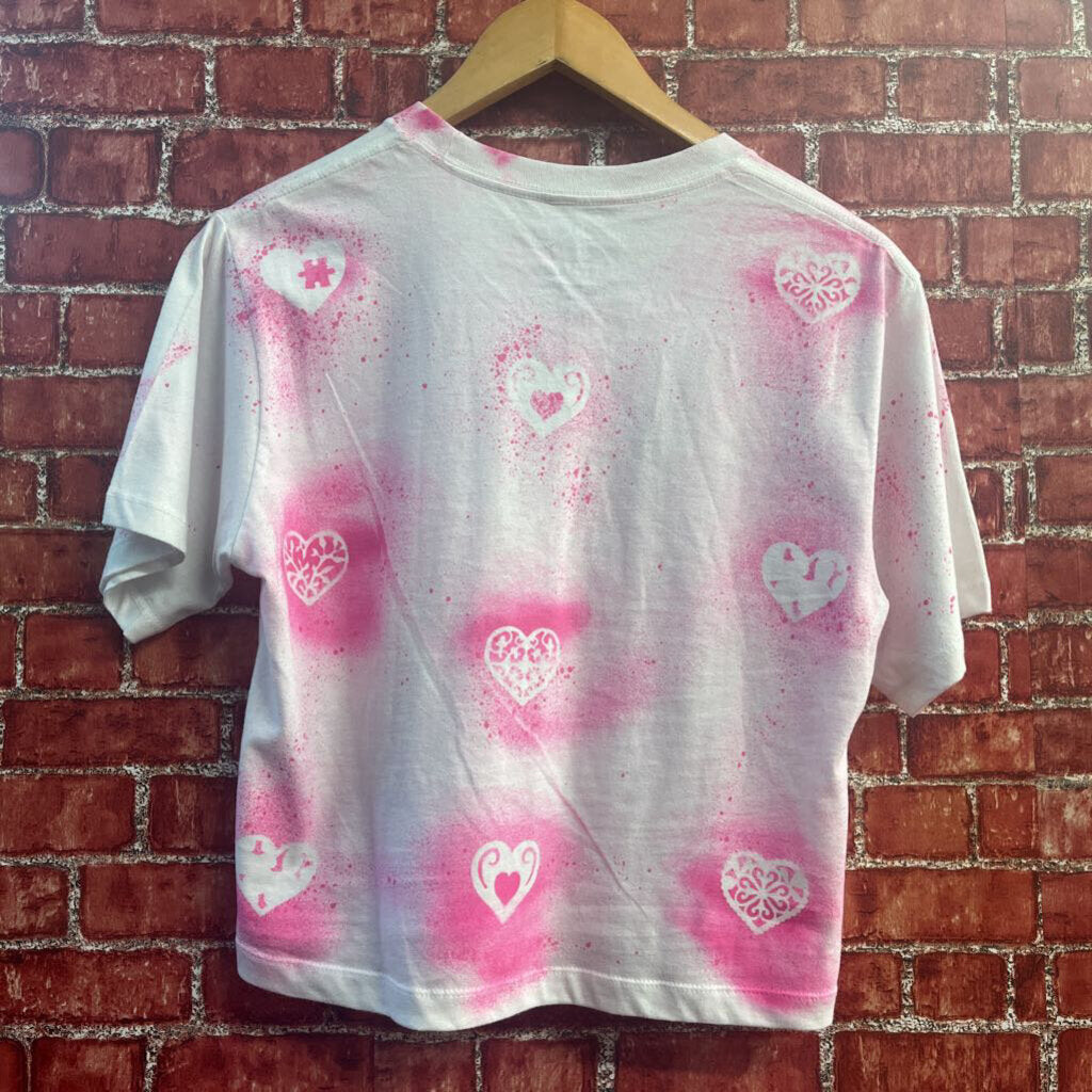 D. Claudio Tee Spray Paint Crop Pink/White Size S