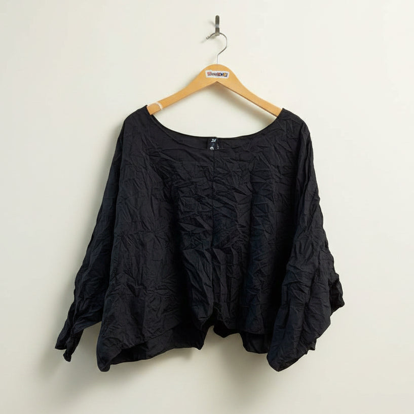 Noblu Top 1/2 Sleeve Crinkle Black Size L
