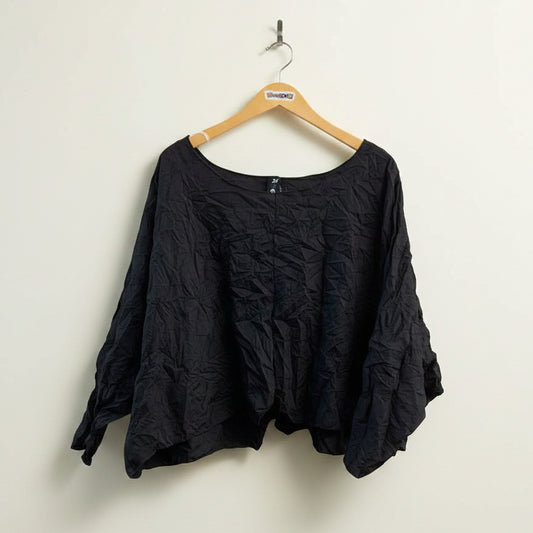 Noblu Top 1/2 Sleeve Crinkle Black Size L