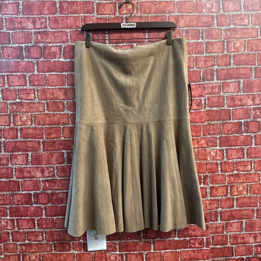 NWT Lauren Ralph Lauren Vintage Midi Skirt Suede Peplum Brown Size 12