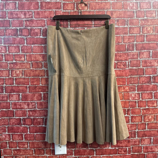 NWT Lauren Ralph Lauren Vintage Midi Skirt Suede Peplum Brown Size 12