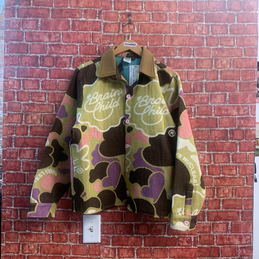 Brain Child Button Up Shacket Tapestry Yellow/Brown/Multi Size S