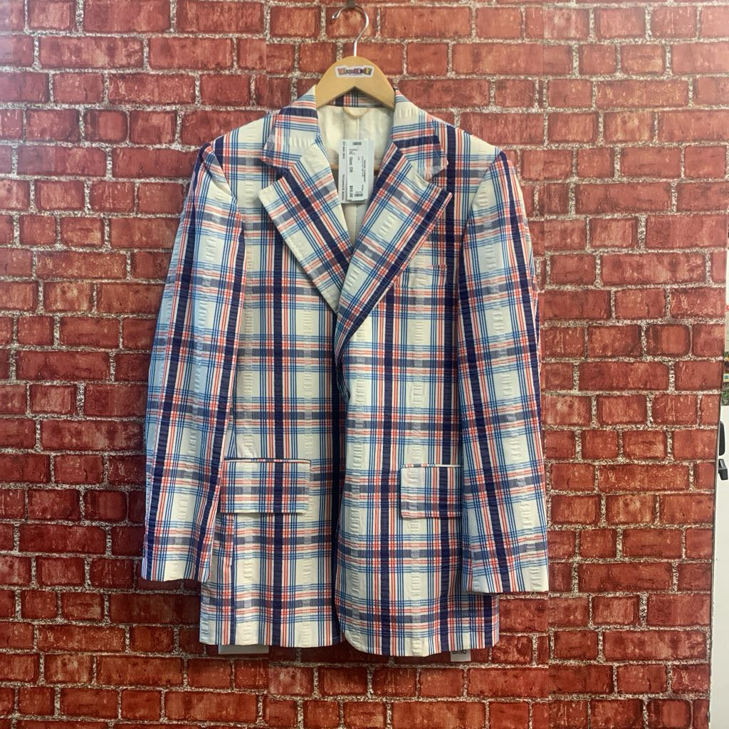 Vintage Sports Coat Plaid Red/White/Blue