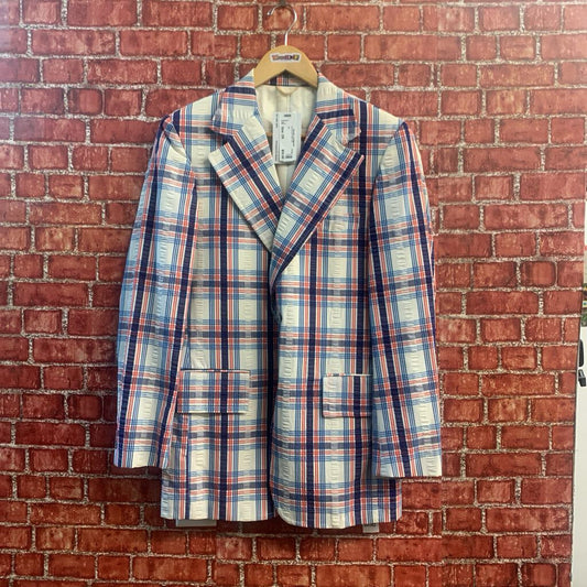 Vintage Sports Coat Plaid Red/White/Blue