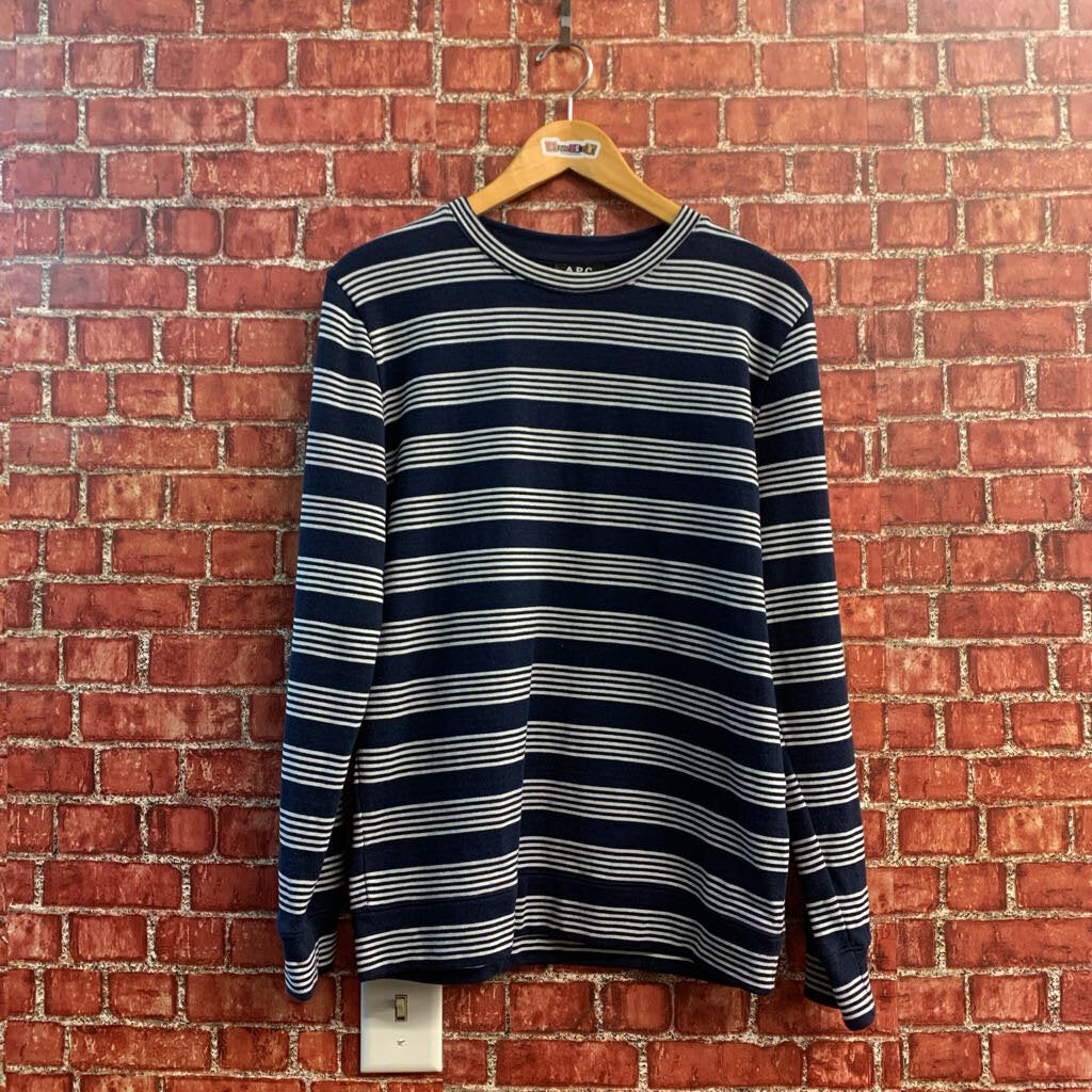A.P.C. Long Sleeve Striped Blue/White Size M