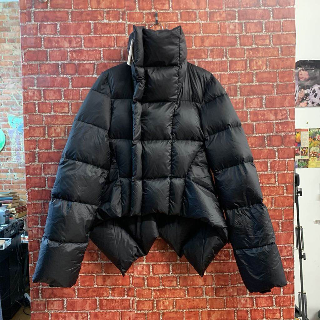 Rick Owens Puffer Jacket Asymmetrical Lil Penguin Tail LIDO S/S '24 Black