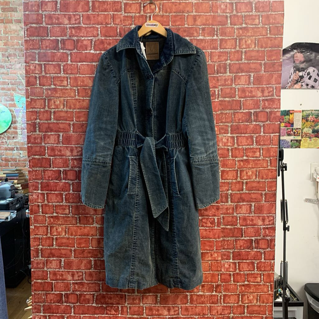 Fornarina Y2K Denim Duster Trench Blue