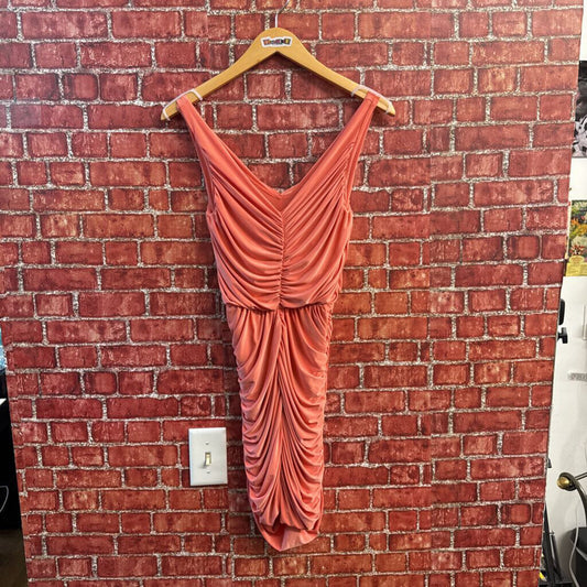 Soprano Mini Dress Rouched Salmon Size XS