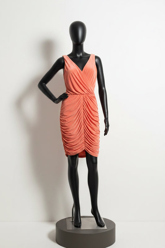 Soprano Mini Dress Rouched Salmon Size XS