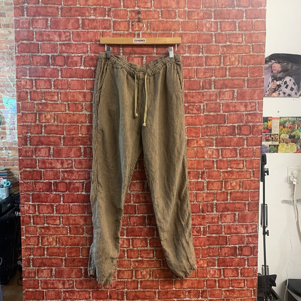 Alex Crane Linen Pants Stripes Brown/Navy Size L