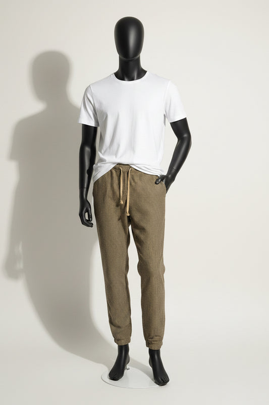 Alex Crane Linen Pants Stripes Brown/Navy Size L