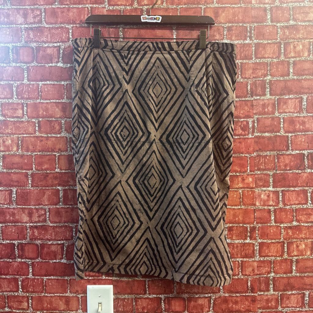 Global Mamas Diamond Shapes Midi Skirt Brown/Black Size XL