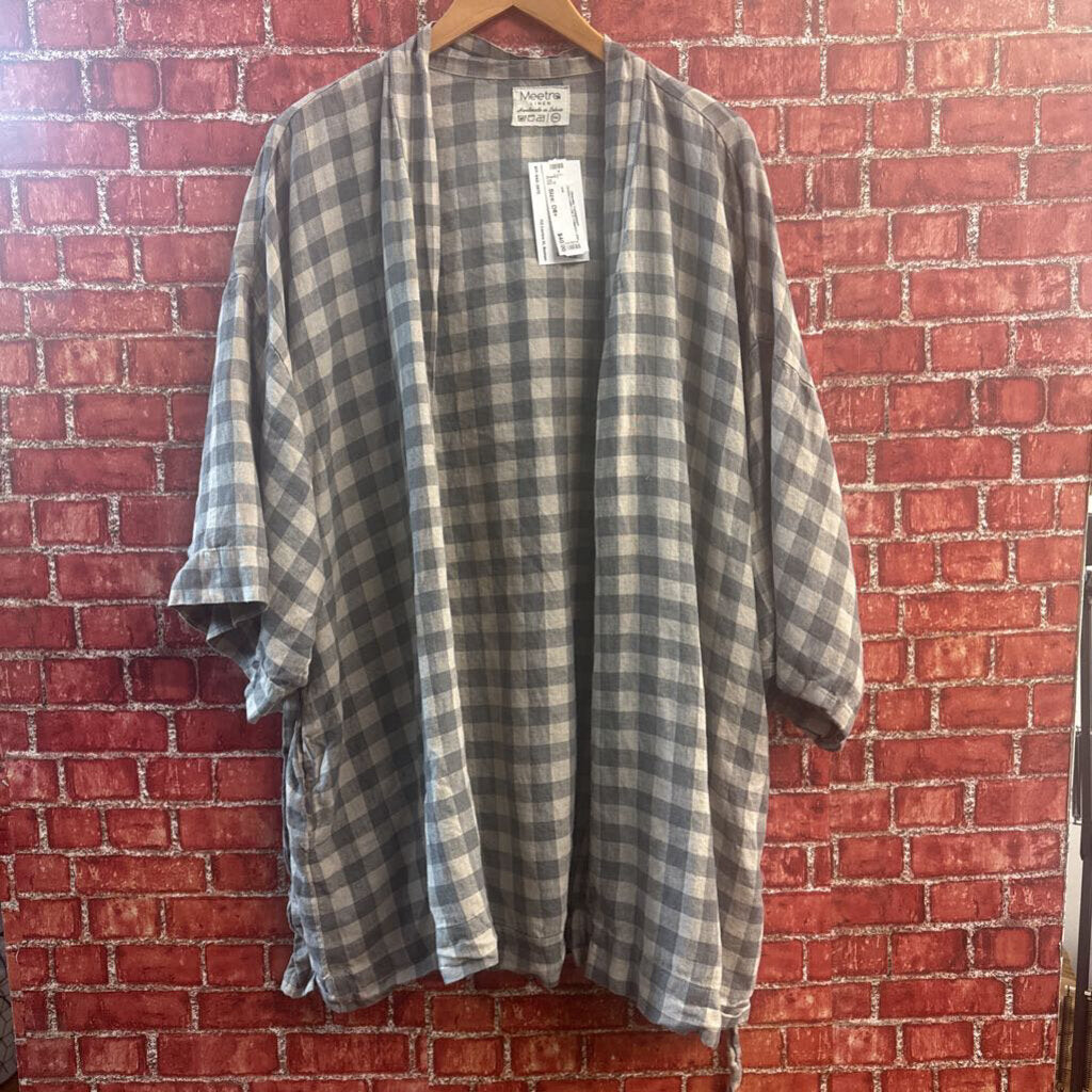 Meetro Linen Wrap Gingham Grey Size 2XL