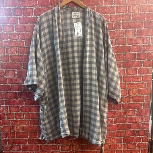 Meetro Linen Wrap Gingham Grey Size 2XL