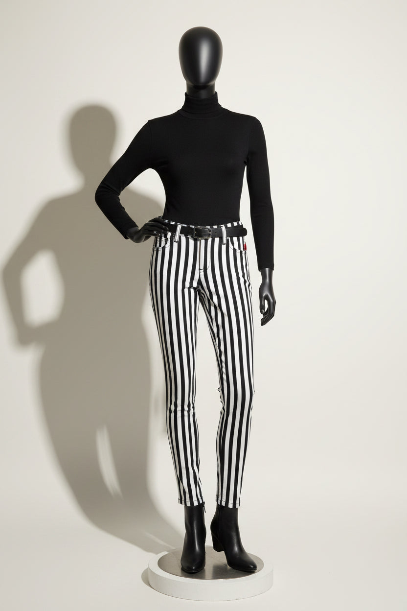 Tripp NYC Skinny Jeans Low Rise Stripes Black/White Ladies Size 5