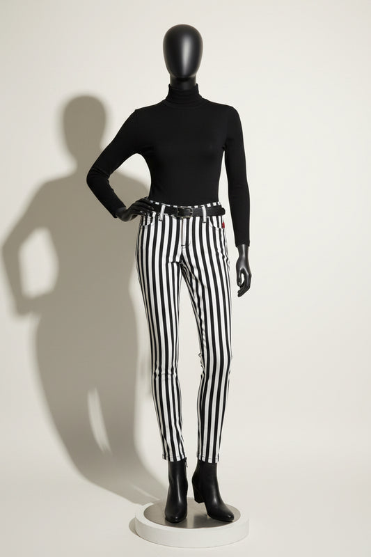 Tripp NYC Skinny Jeans Low Rise Stripes Black/White Ladies Size 5