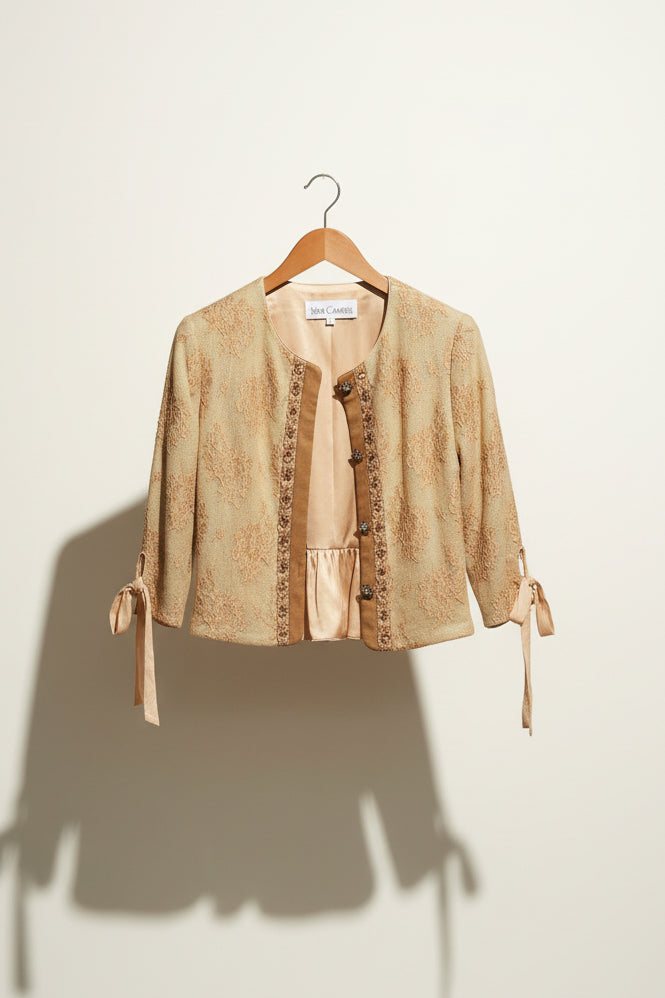 Sara Campbell mint and brown lace blazer size 6 product photo
