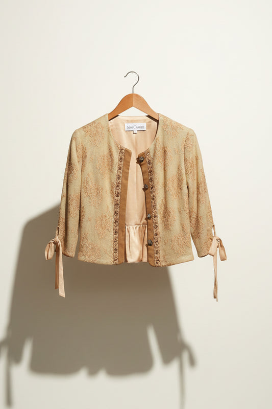 Sara Campbell mint and brown lace blazer size 6 product photo
