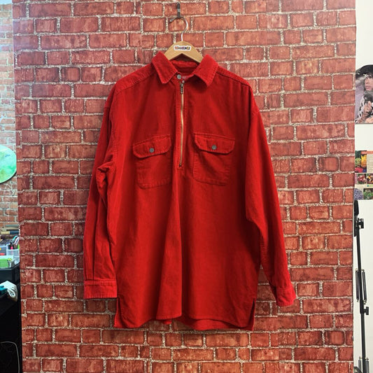Marlboro Unlimited Vintage Pullover Shirt Jacket Corduroy Red Size M
