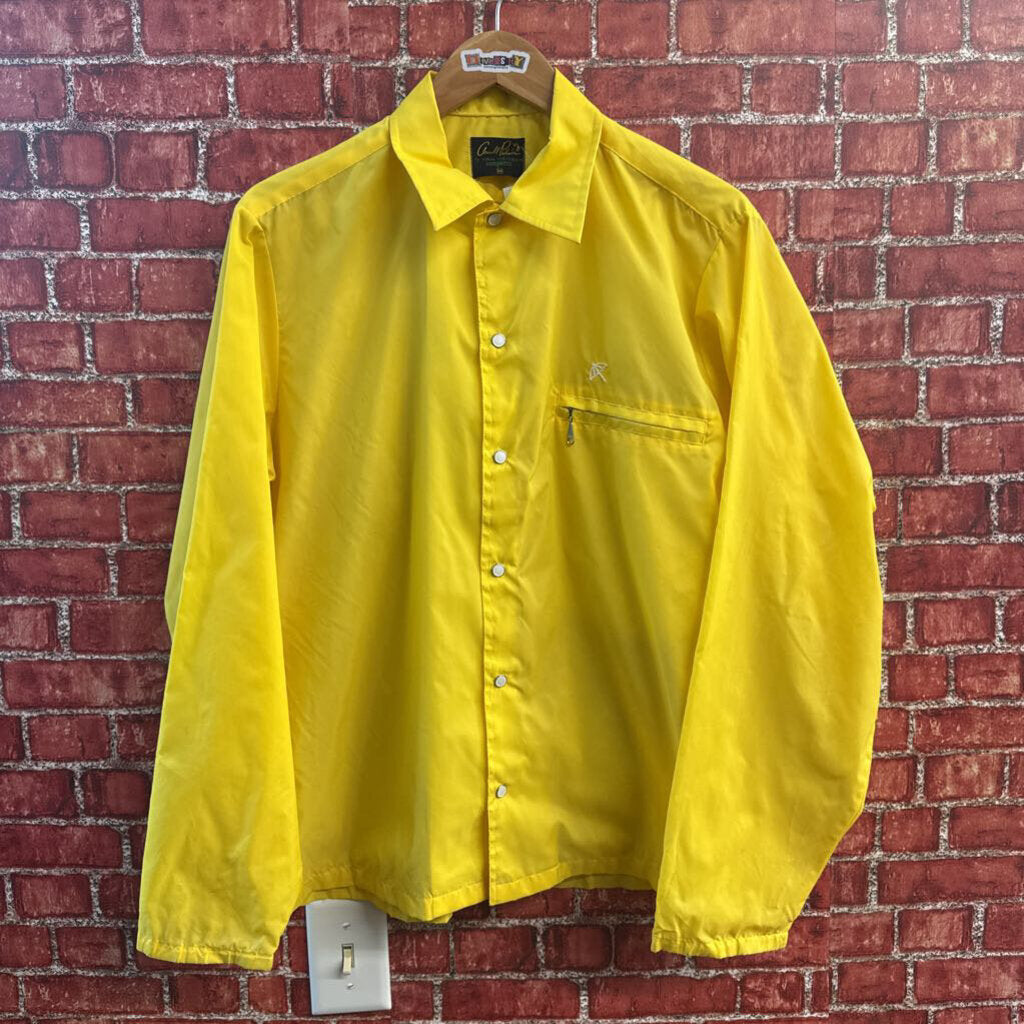 Arnold Palmer by Van Heusen Windbreaker Shirt 70s Snap Yellow Size M