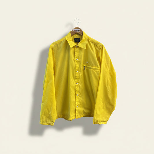 Arnold Palmer by Van Heusen Windbreaker Shirt 70s Snap Yellow Size M