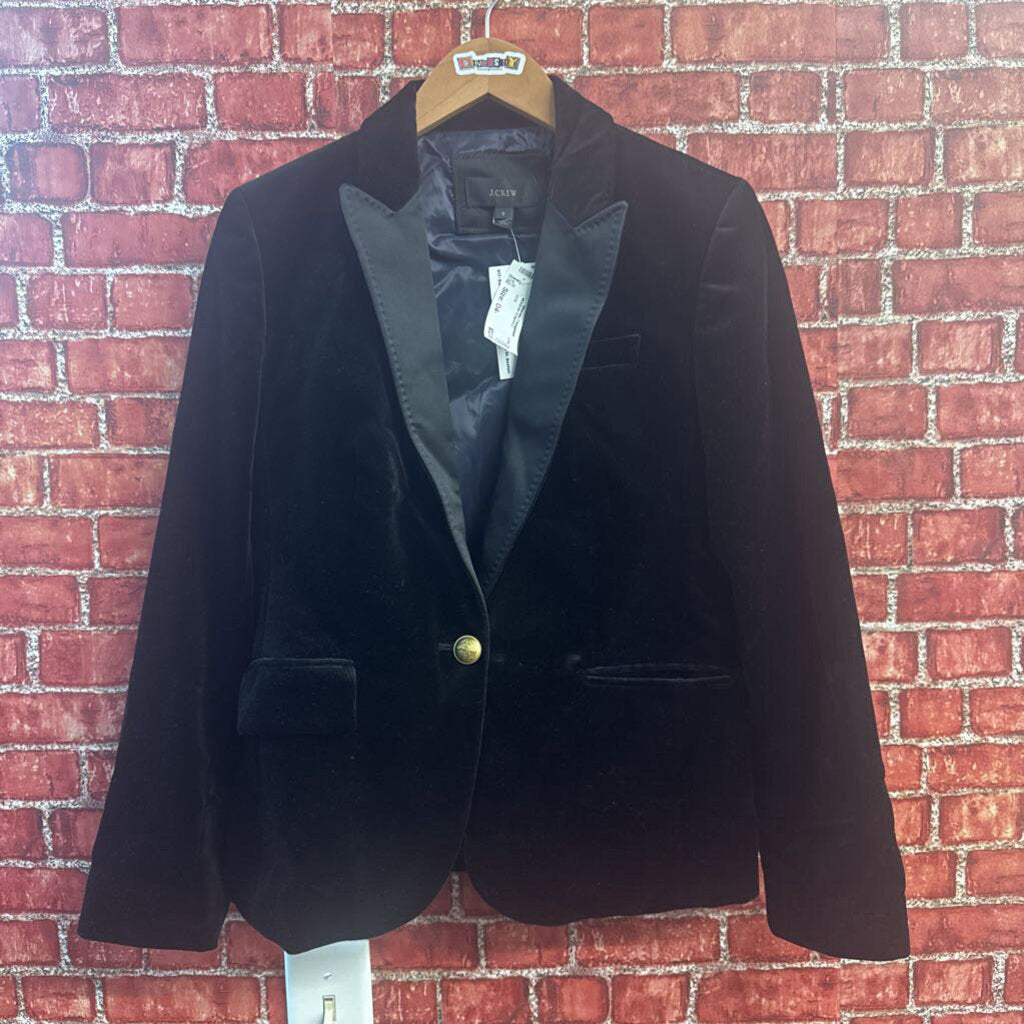 J Crew Velvet Smoking Jacket Black Size 8