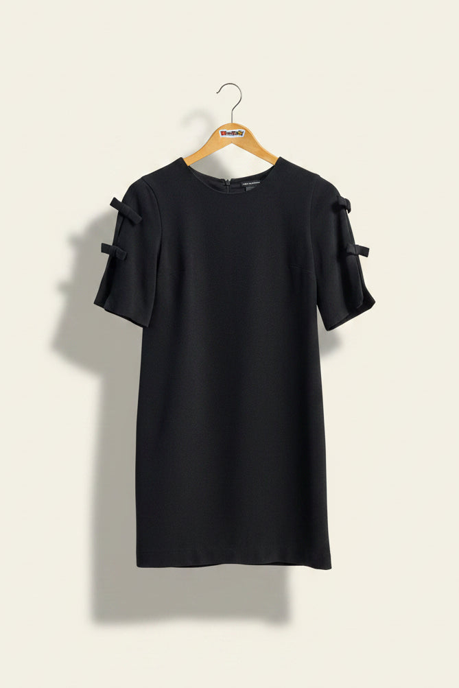 Club Monaco Shift Dress Sleeve Bows Short Sleeve Black Size 0