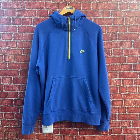 Nike 1/4 Zip Hoodie 'Efficiens Non Decorus' Blue/Neon Size M