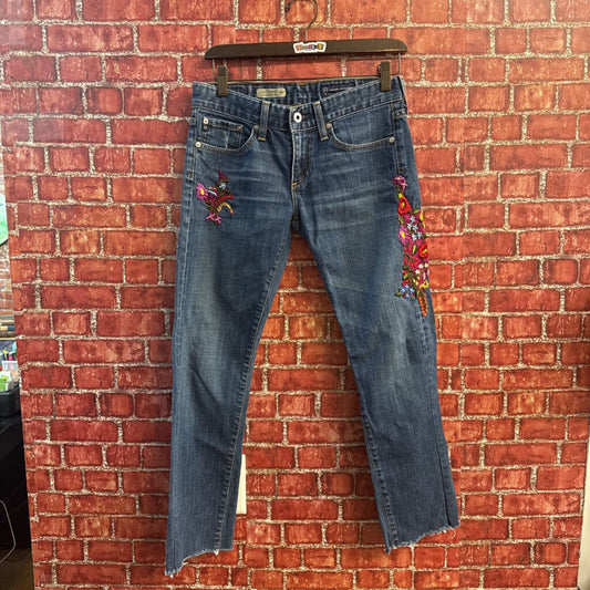 AG Jeans Embroidered Crop Blue/Multi Size 26R