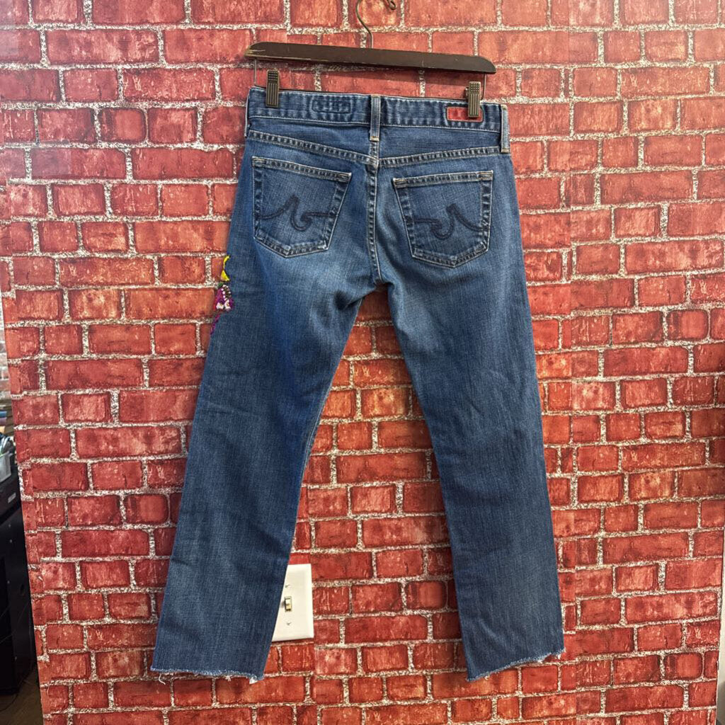AG Jeans Embroidered Crop Blue/Multi Size 26R