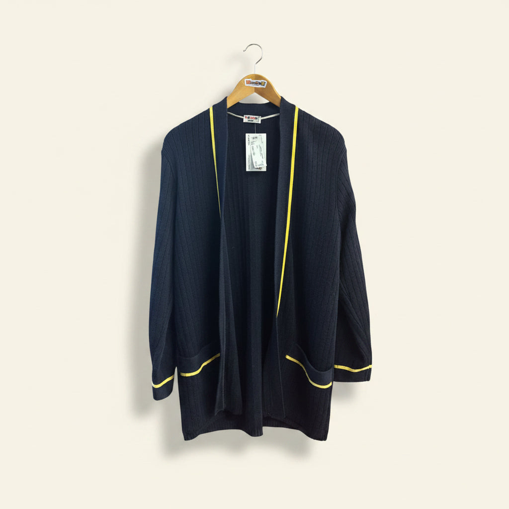 Rodier Vintage Blue Ribbed Cardigan Sweater Ladies Size M