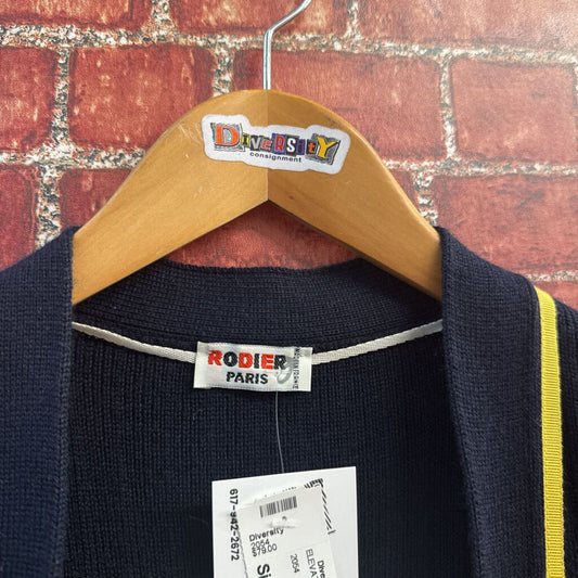Rodier Vintage Blue Ribbed Cardigan Sweater Size M