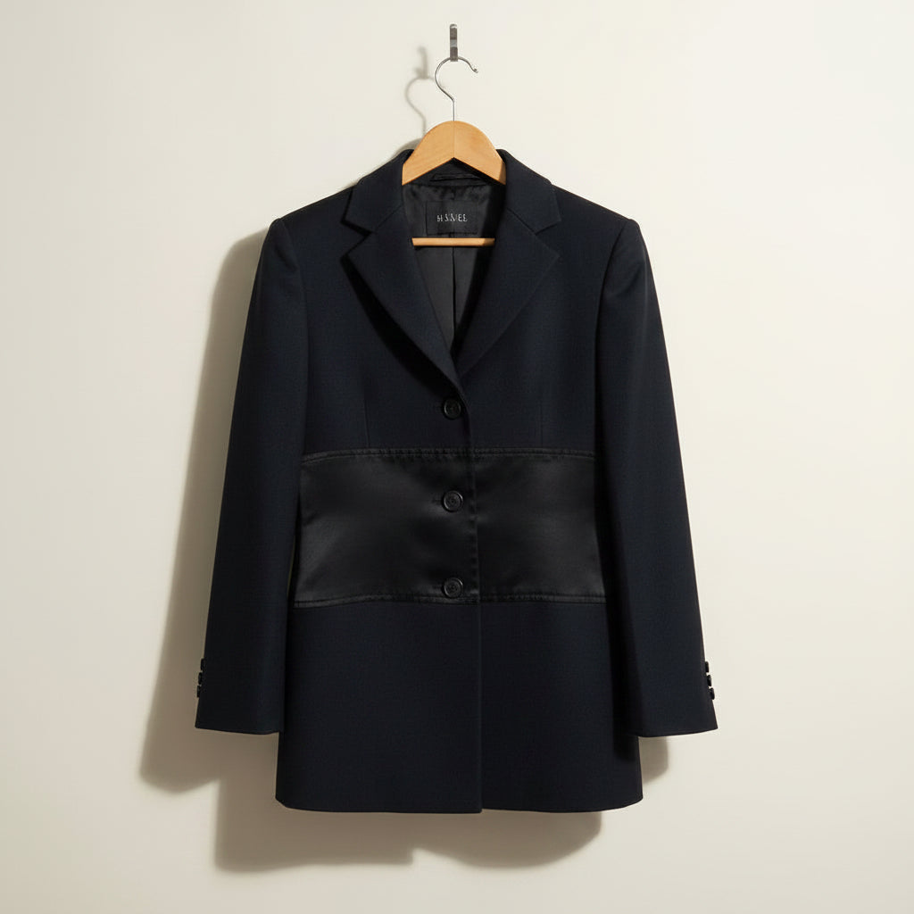 Martine Sitbon Vintage Designer Coat Black Wool/Silk Ladies Size 44