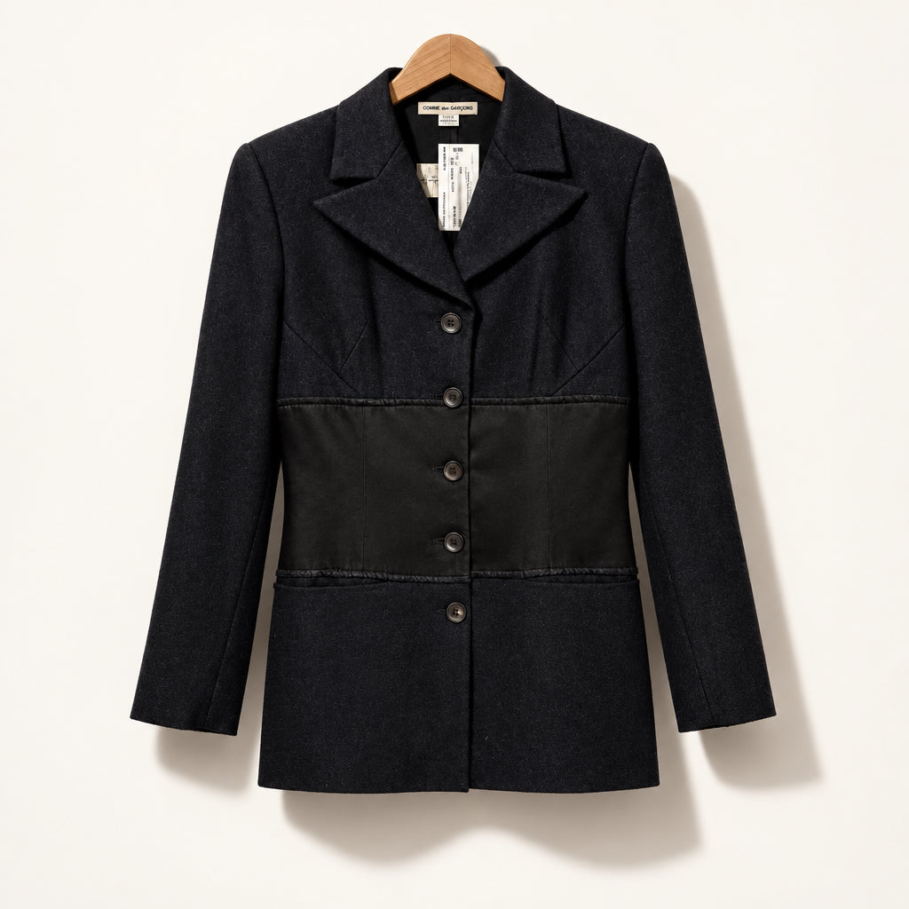 Martine Sitbon Vintage Designer Coat Black Wool/Silk Size 44