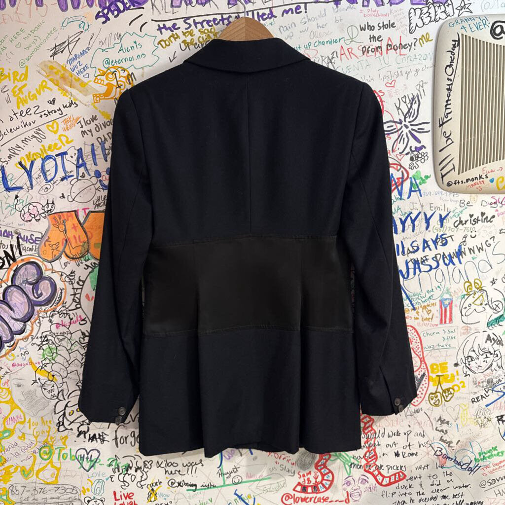 Martine Sitbon Vintage Designer Coat Black Wool/Silk Ladies Size 44